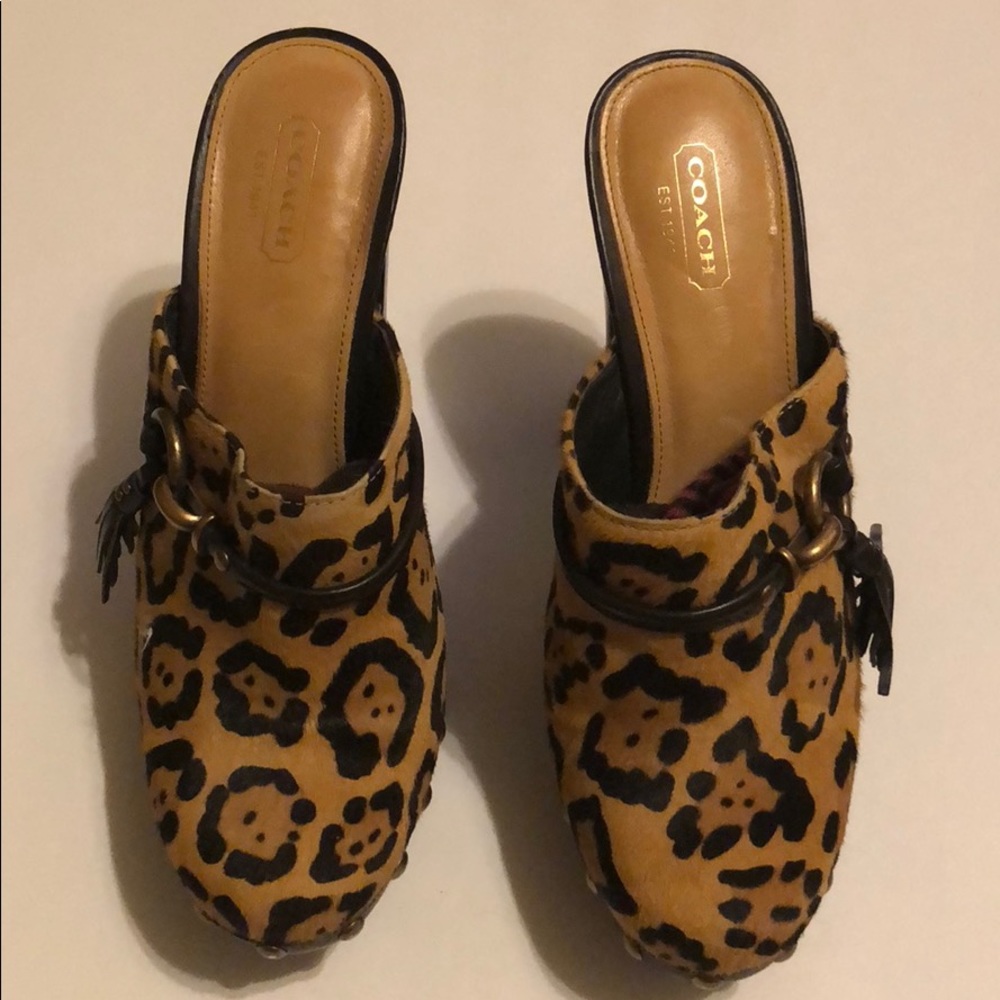 Coach Mules w real animal fur size 8.5